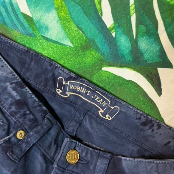 GUC Robin's Jeans Size 24 Dark Blue Tie Dye Slim Skinny Embroidered Luxury Jeans - Picture 8 of 11